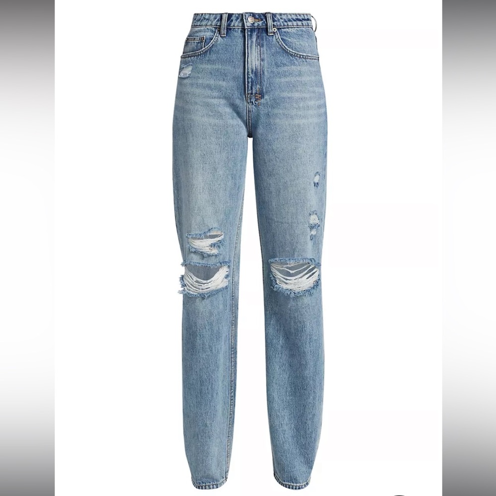 Ksubi, relaxed straight leg jeans, blue, distressed, size 29